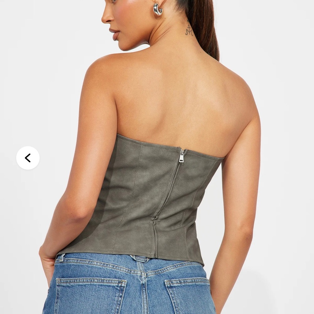 Fashion Nova Can't Stop Faux Leather Top - Charcoal size Medium - Picture 3 of 5